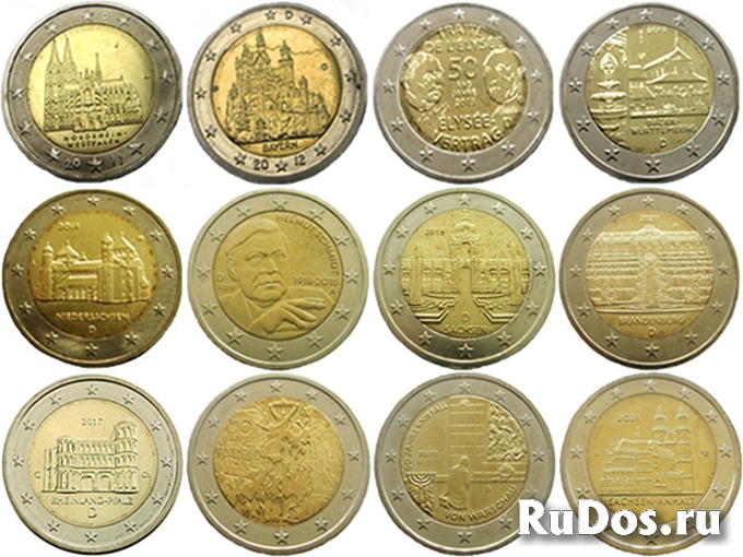 Немецкие юбилейные монеты 2 евро фото