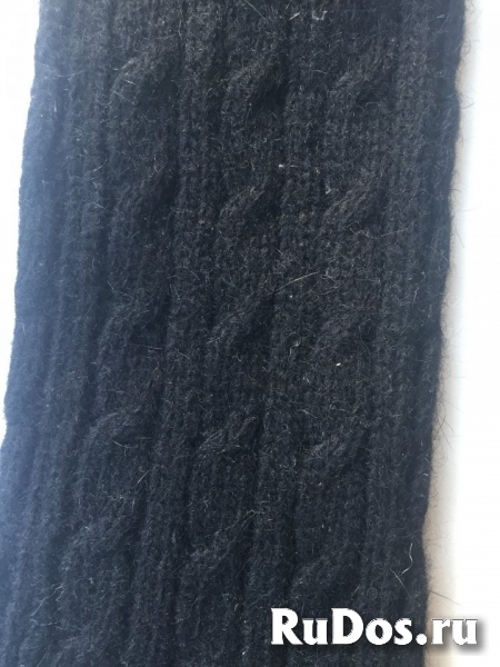 Перчатки длинные шерсть чёрные митенки вязаные женские зима аксес изображение 8