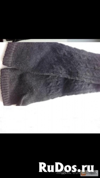 Перчатки длинные шерсть чёрные митенки вязаные женские зима аксес изображение 10