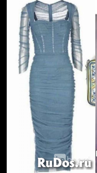 Платье новое dolce&gabbana италия s 42 серое сетка стретч миди ве изображение 3