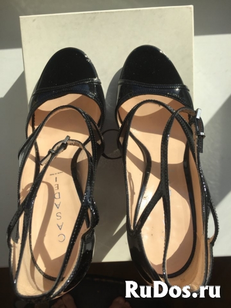 Босоножки туфли casadei италия 39 размер черные лак кожа платформ изображение 4