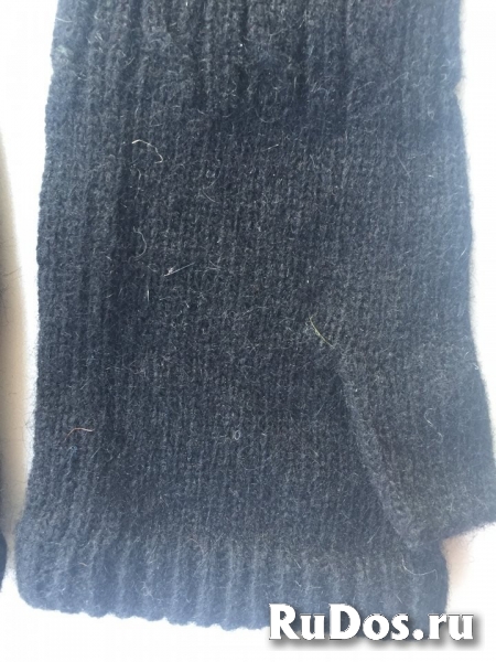 Перчатки длинные шерсть чёрные митенки вязаные женские зима аксес изображение 7