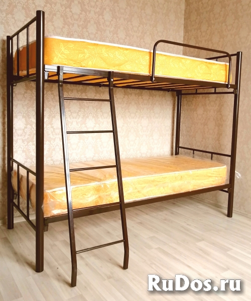 Кровати на металлокаркасе, двухъярусные, односпальные для хостелов изображение 4