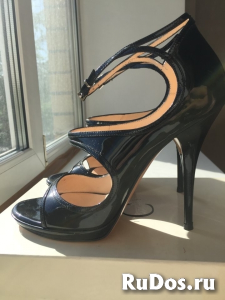 Босоножки туфли casadei италия 39 размер черные лак кожа платформ фото