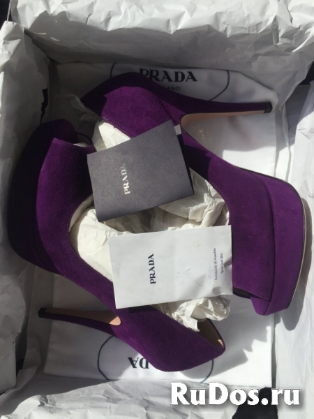 Туфли новые prada италия 39 размер замша сиреневые фиолетовые пла изображение 8