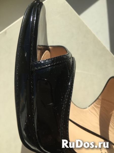 Босоножки туфли casadei италия 39 размер черные лак кожа платформ изображение 5