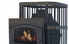 Дровяная банная печь НМК Сибирь-24 с каминной топочной дверцей картинка из объявления